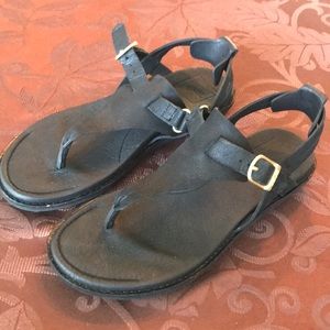 New Teva Encanta Black Leather Thongs